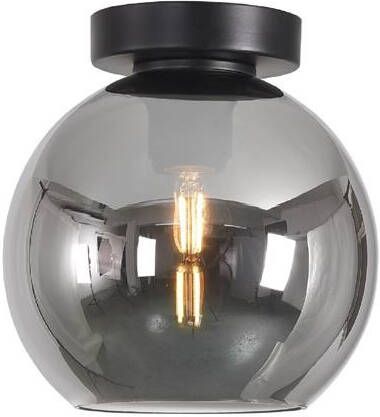Artdelight Plafondlamp Marino Zwart & Smoke Glas 20cm