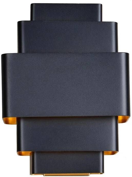 Artdelight Wandlamp Layers Zwart Goud Up & Down 27.5x20cm excl. 3 x
