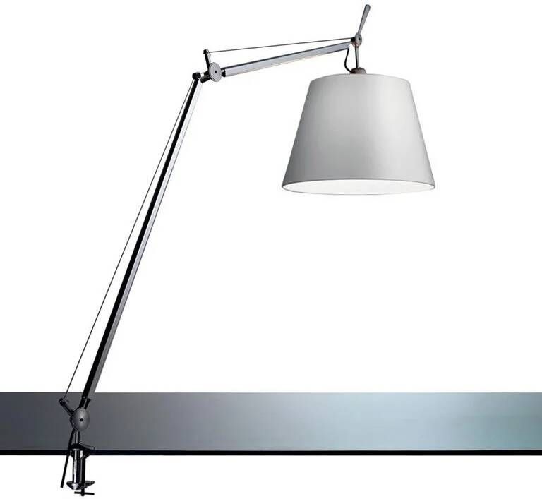 Artemide Tolomeo Mega klemlamp LED met snoerdimmer grijs satijn 32 cm