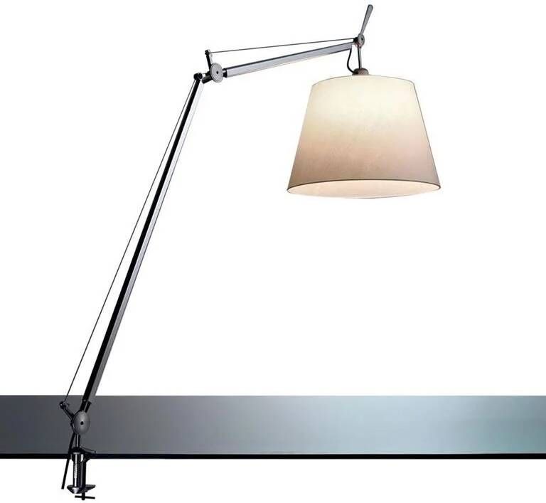 Artemide Tolomeo Mega klemlamp LED met snoerdimmer perkament 32 cm