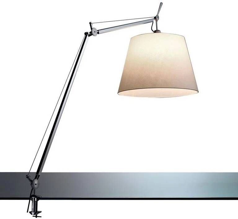 Artemide Tolomeo Mega klemlamp LED met snoerdimmer perkament 36 cm