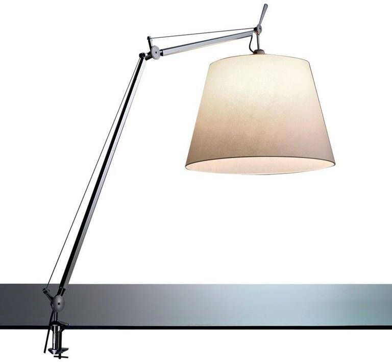 Artemide Tolomeo Mega klemlamp LED met snoerdimmer perkament 42 cm