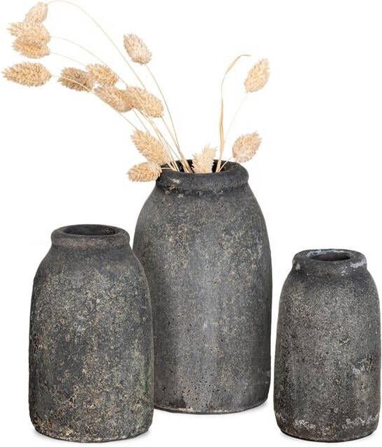 Artichok Valery vaas keramiek set van 3 donkergrijs