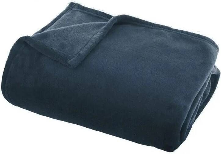 Atmosphera Créateur d'intérieur Fleece deken fleeceplaid donker blauwgrijs 125 x 150 cm polyester Bankdeken Fleece deken Fleece plaid