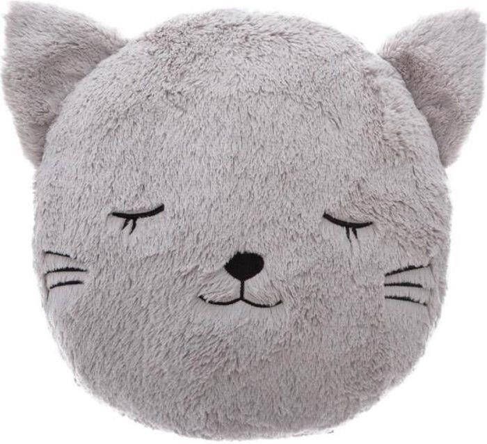 Atmosphera Dieren sierkussen kinderkamer kat poes grijs -AƒaEs 27 cm polyester Sierkussens