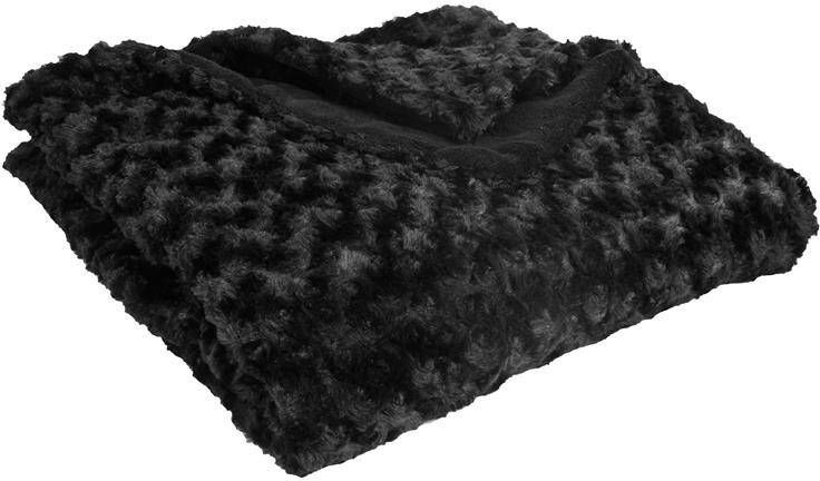 ATMOSPHERA Sprei|deken|plaid zwart polyester 120 x 160 cm gekn