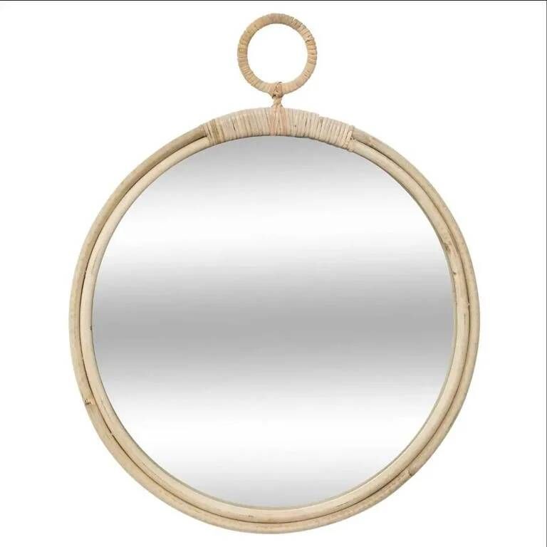 ATMOSPHERA Wandspiegel rond rotan beige 38 cm