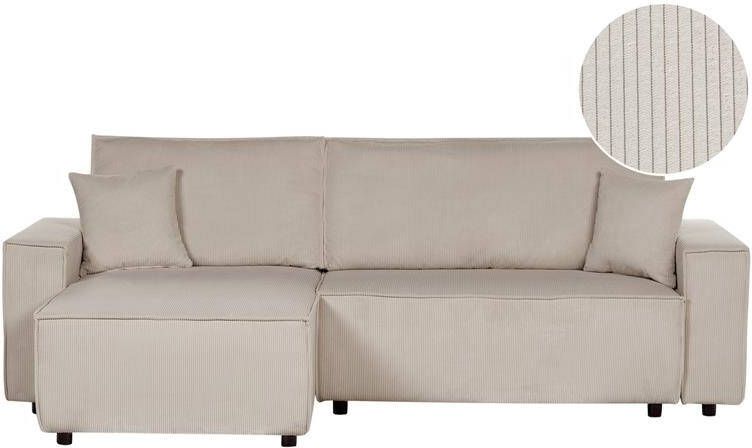 Beliani ABACKA Slaapbank Beige Rechtszijdig Corduroy