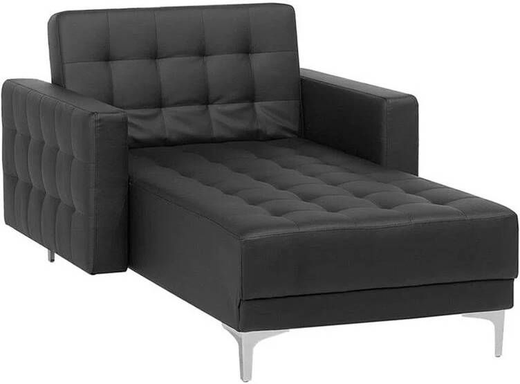 Beliani ABERDEEN Chaise longue Zwart Symmetrisch Kunstleer