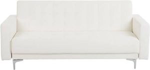 Beliani ABERDEEN Three Seater Sofa Wit Kunstleer