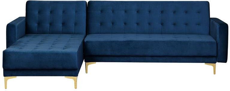 Beliani -ABERDEEN-Hoekslaapbank-Marineblauw-Rechterzijde-Fluweel