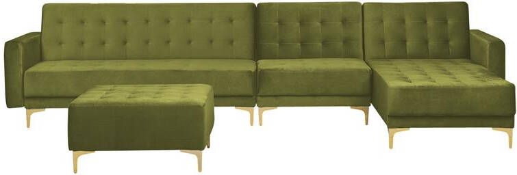Beliani -ABERDEEN-Hoekslaapbank ottomaan-Groen-Links-347 cm-Fluweel