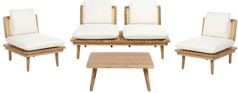 Beliani ACCADIA Loungeset Lichtbruin Acaciahout