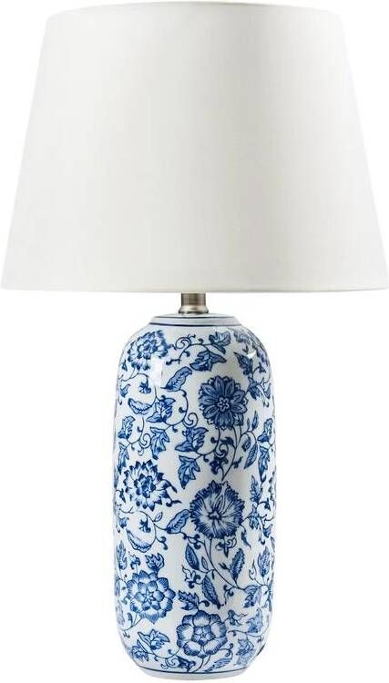 Beliani AIBONITO Tafellamp Wit|Blauw Porselein|Linnen