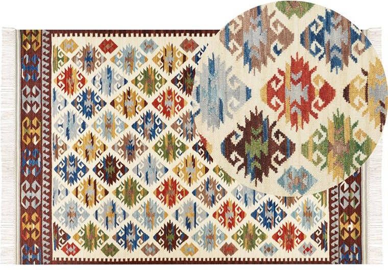 Beliani -AKNALICH-Kelim vloerkleed-Multicolor-200 x 300 cm-Wol