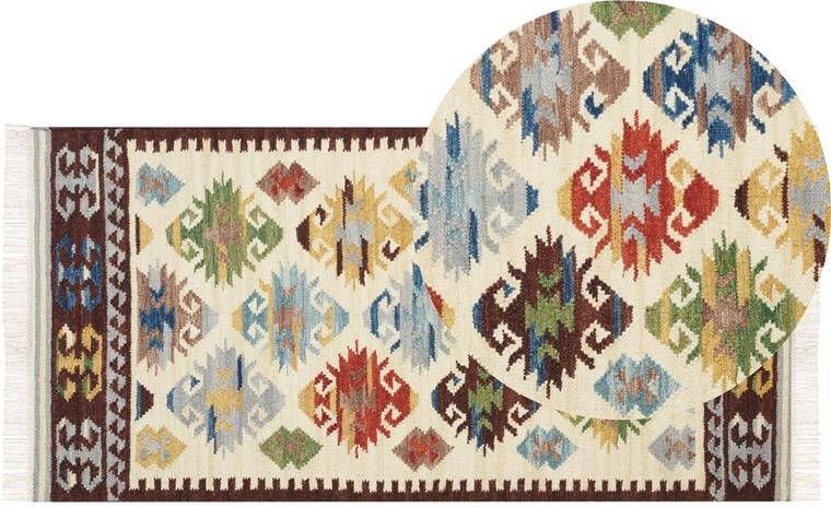 Beliani AKNALICH Kelim vloerkleed Multicolor 80 x 150 cm Wol