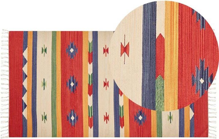 Beliani ALAPARS Vloerkleed Meerkleurig 80 x 150 cm Katoen
