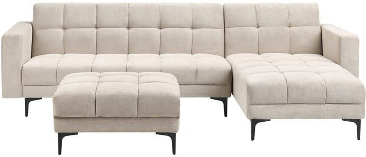 Beliani -ALNES-Hoekbank met ottomaan-Beige-Linkszijdig-Polyester