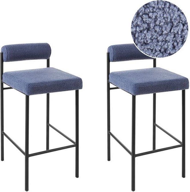 Beliani AMAYA Barkruk set van 2 Blauw Polyester