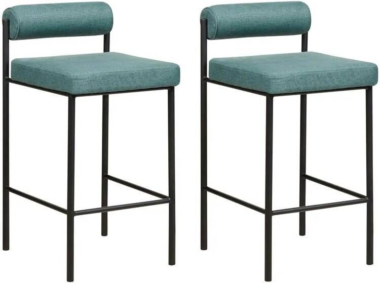 Beliani AMAYA Barkruk set van 2 Blauwgroen Polyester