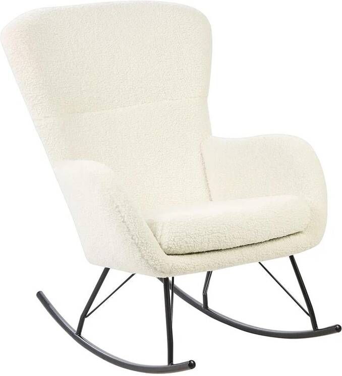 Beliani ANASET Schommelfauteuil-Wit-Bouclé