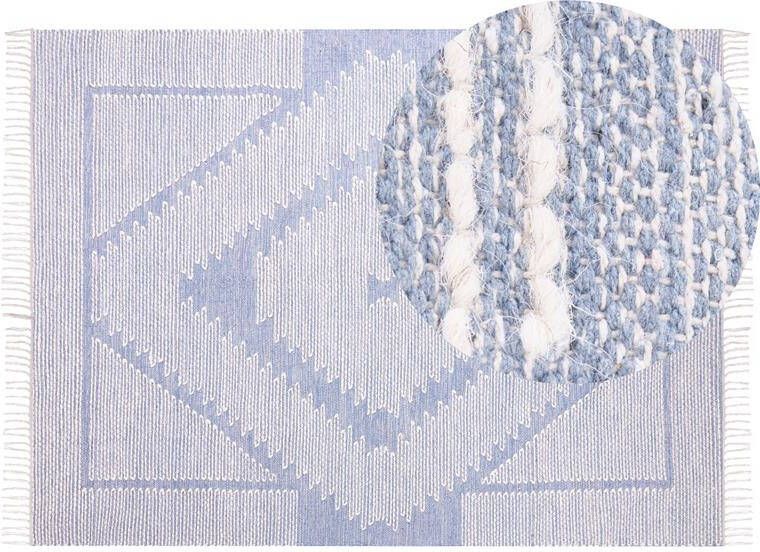 Beliani -ANSAR-Laagpolig vloerkleed-Gebroken wit-160 x 230 cm-Katoen