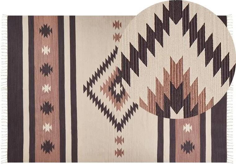 Beliani ARAGATS Vloerkleed Beige|bruin 200 x 300 cm Katoen
