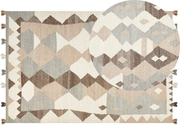 Beliani -ARALEZ-Kelim vloerkleed-Multicolor|Bruin-200 x 300 cm-Wol