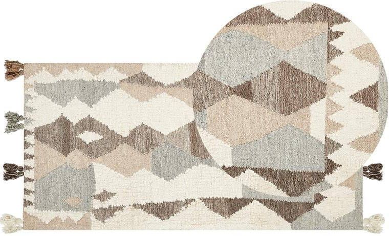Beliani -ARALEZ-Kelim vloerkleed-Multicolor|Bruin-80 x 150 cm-Wol