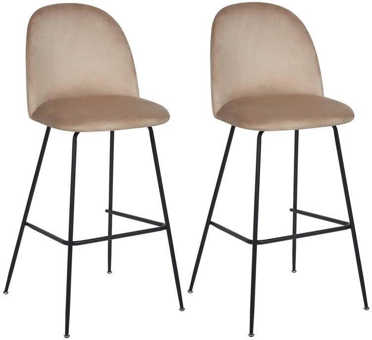Beliani ARCOLA Barkruk set van 2 Taupe Fluweel