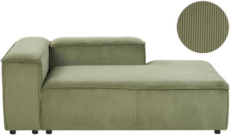 Beliani ARDAL Chaise longue Groen Linkszijdig Corduroy
