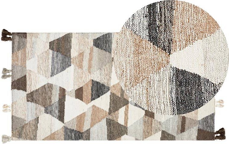 Beliani ARGAVAND Kelim vloerkleed Multicolor 80 x 150 cm Wol