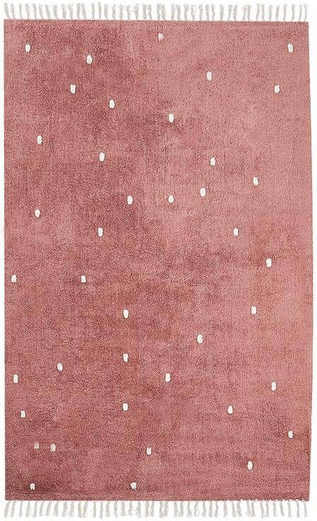 Beliani -ASTAF-Vloerkleed-Rood|Meerkleurig-140 x 200 cm-Katoen