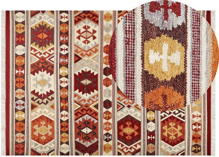 Beliani AYGAVAN Kelim vloerkleed Multicolor 200 x 300 cm Wol