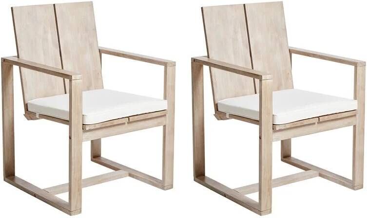 Beliani AZZANELLO Tuinstoel set van 2 Lichtbruin Acaciahout