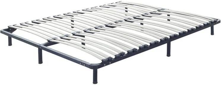 Beliani -BASIC -Vrijstaande lattenbodem-Zwart-160 x 200 cm-Staal