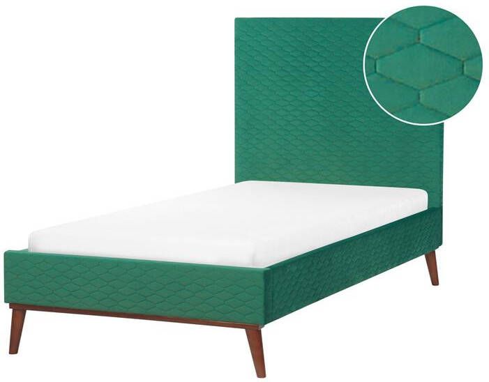 Beliani BAYONNE Eenpersoonsbed Groen 90 x 200 cm Fluweel