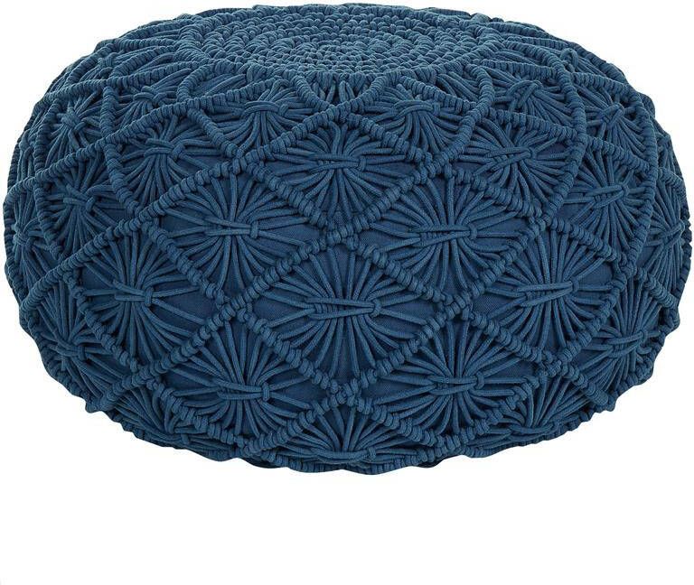 Beliani BERKANE Poef Blauw 50 cm Katoen