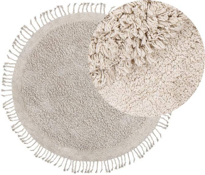 Beliani BITLIS Modern Vloerkleed Lichtbeige Ã¸ 140 cm Katoen