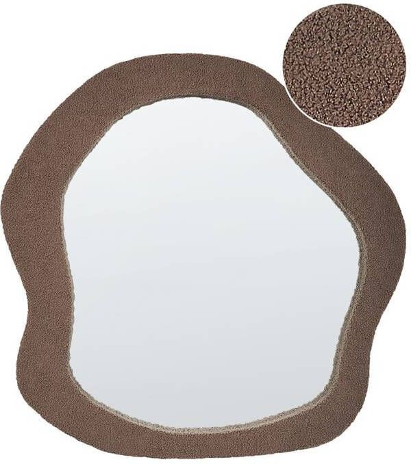 Beliani BLISMES Wandspiegel Bruin 79 x 80 cm Bouclé