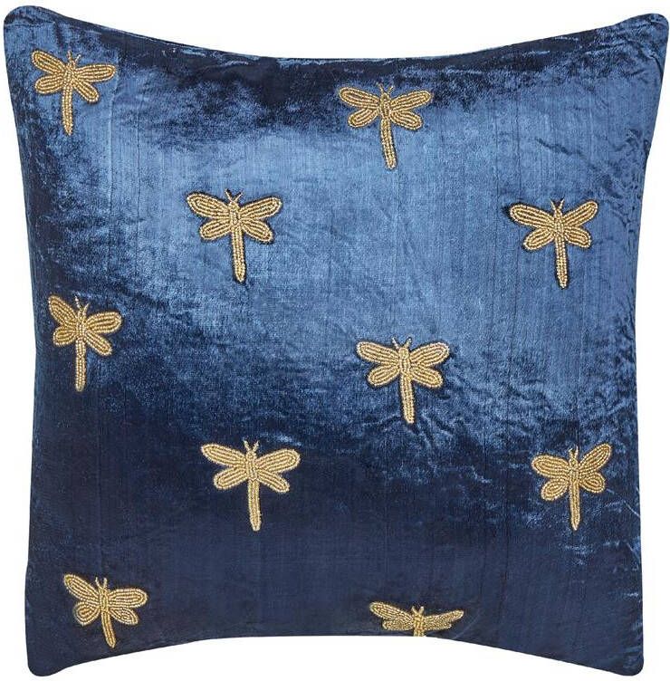 Beliani BLUESTEM Sierkussen Marineblauw 45 x 45 cm Fluweel