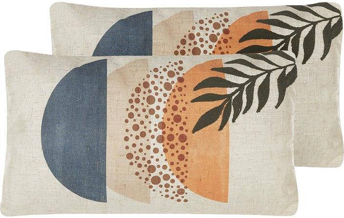 Beliani -BROWALLIA -Sierkussen set van 2-Beige-30 x 50 cm-Polyester