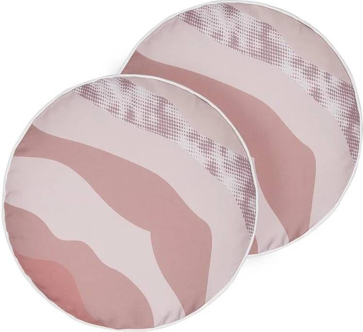 Beliani CAMPEI Tuinkussen set van 2 Roze ⌀ 40 cm Polyester