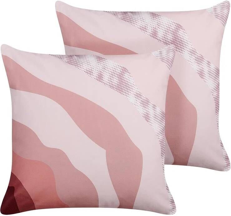 Beliani -CAMPEI-Tuinkussen set van 2-Roze-45 x 45 cm-Polyester