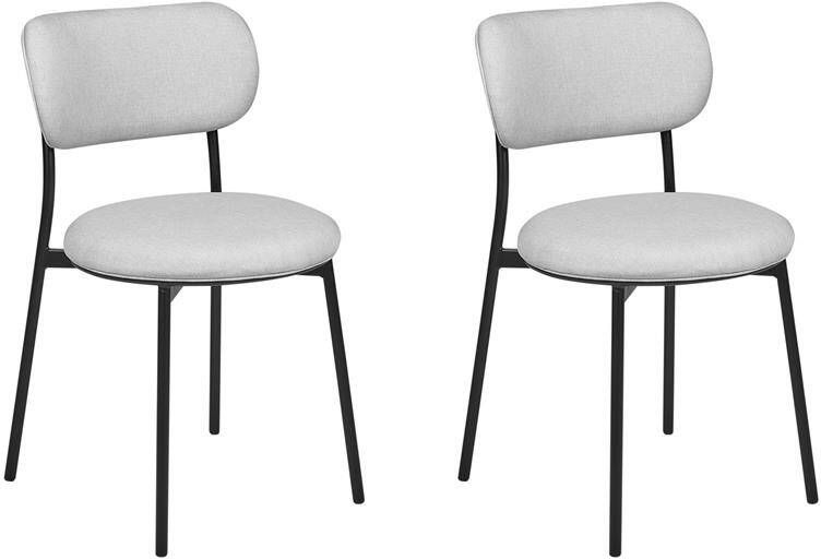 Beliani CASEY Eetkamerstoelen set van 2 Grijs Polyester