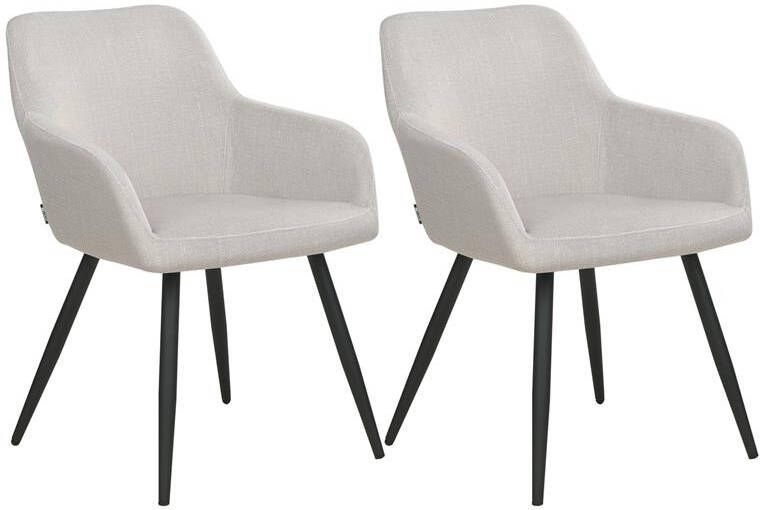 Beliani CASMALIA Eetkamerstoel set van 2 Taupe Fluweel