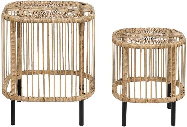 Beliani CESANTICO Tafellamp Naturel Set van 2 Rotan