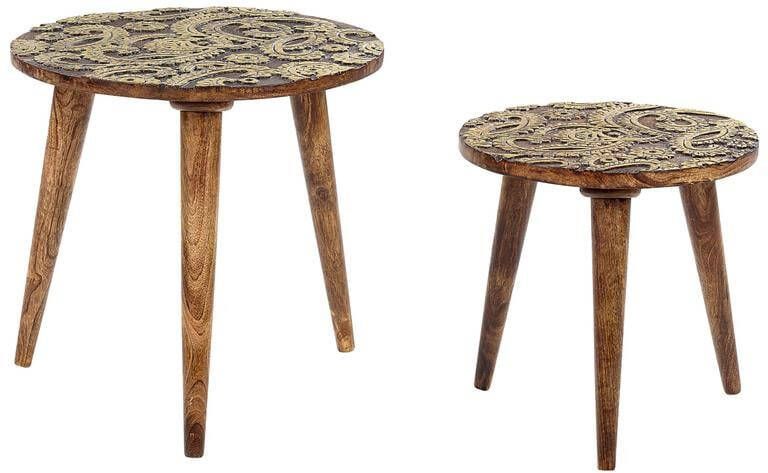 Beliani CHANPI Salontafel set Donkere houtkleur Mangohout