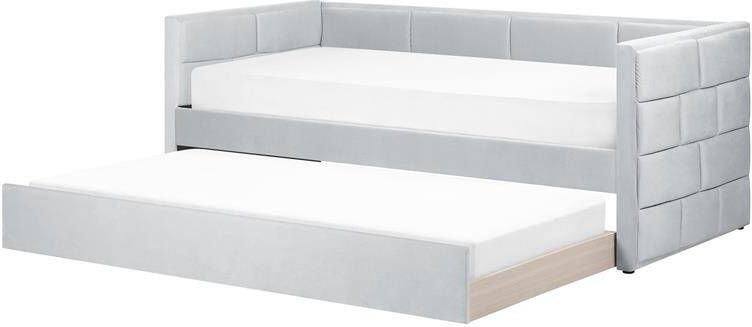 Beliani CHAVONNE Slaapbank Lichtgrijs 90 x 200 cm Fluweel