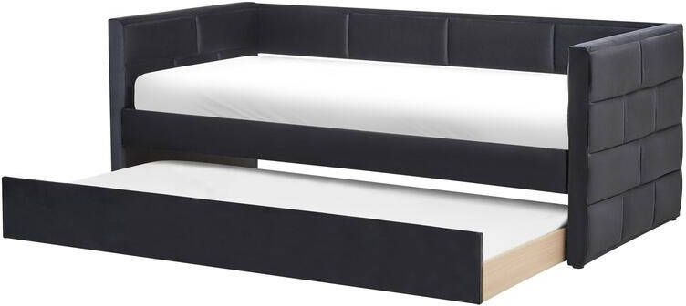 Beliani CHAVONNE Slaapbank Zwart 90 x 200 cm Fluweel